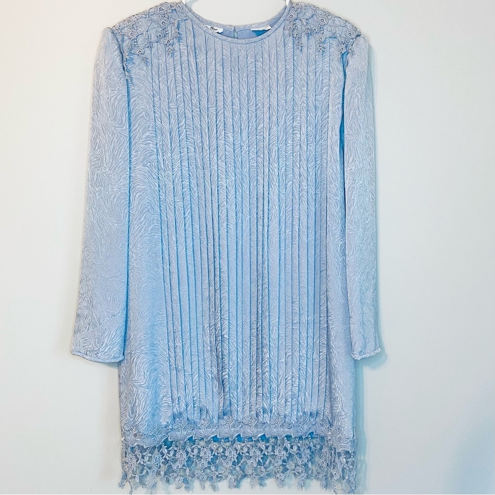 Rare Vintage GORGEOUS Light Blue Lace Mini Shift Dress - Picture 1 of 9